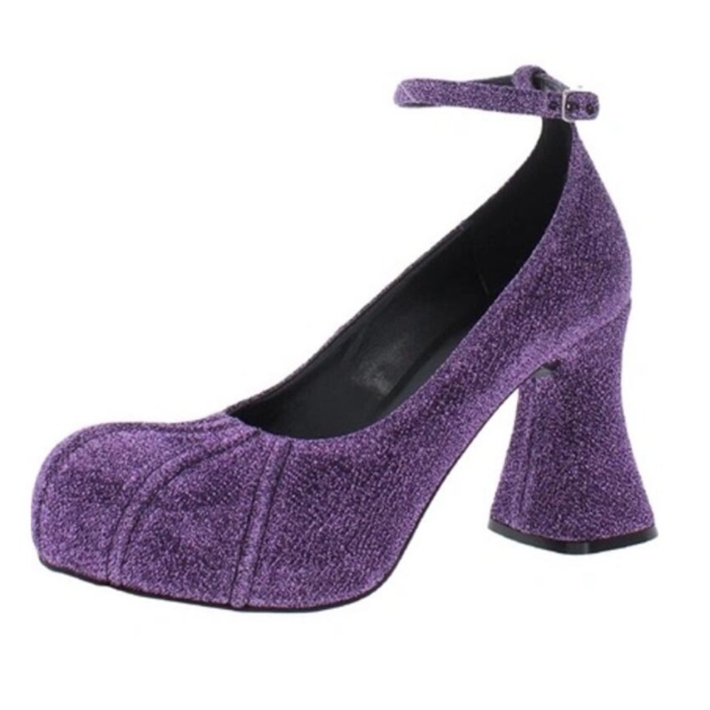 Stella McCartney Purple Metallic Groove Ankle Strap Pumps Size EU 38.5 / US 8
